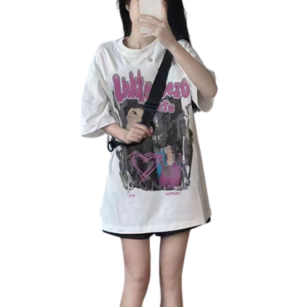 Cartoon Heart Graffiti Oversize T-shirt