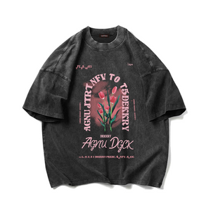 Tulip Graphic Distressed Cotton T-shirt