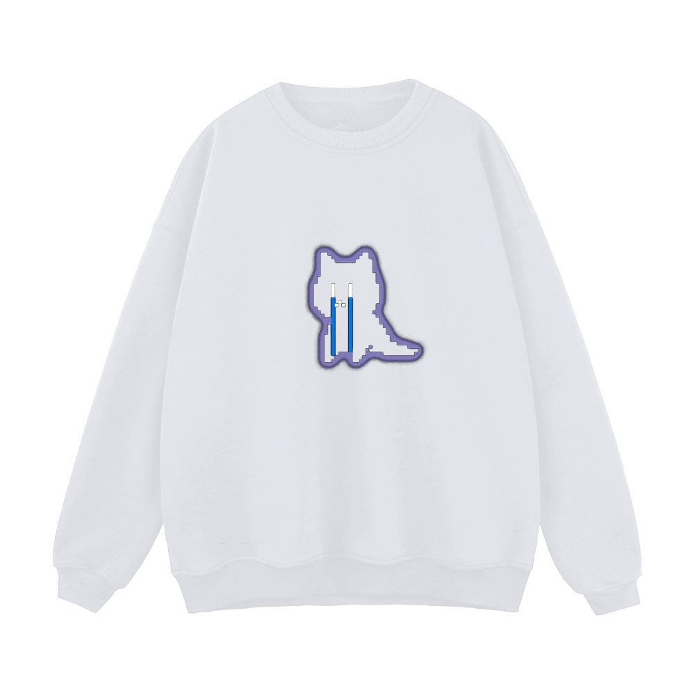 Japanese Sad Cat Print Sweatshirt