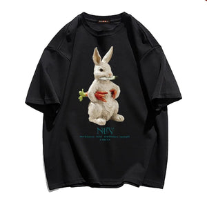 Modern Rabbit Print Cotton T-shirt