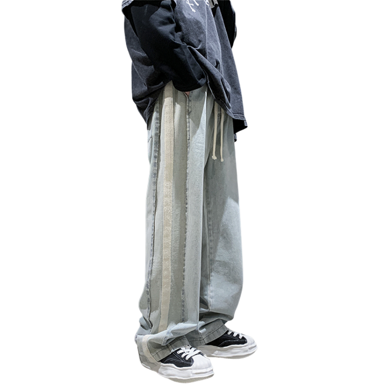 Casual Side Striped Webbing Jeans