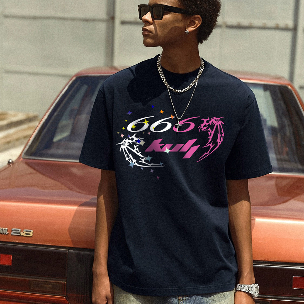 6Kull Hip Hop Color Contrast Wings T-shirt