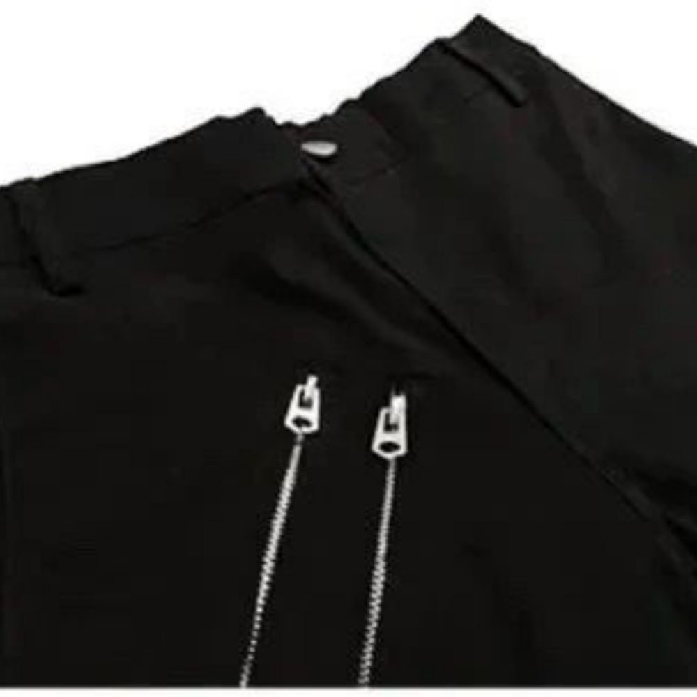 Hip Hop Solid Zip Jeans
