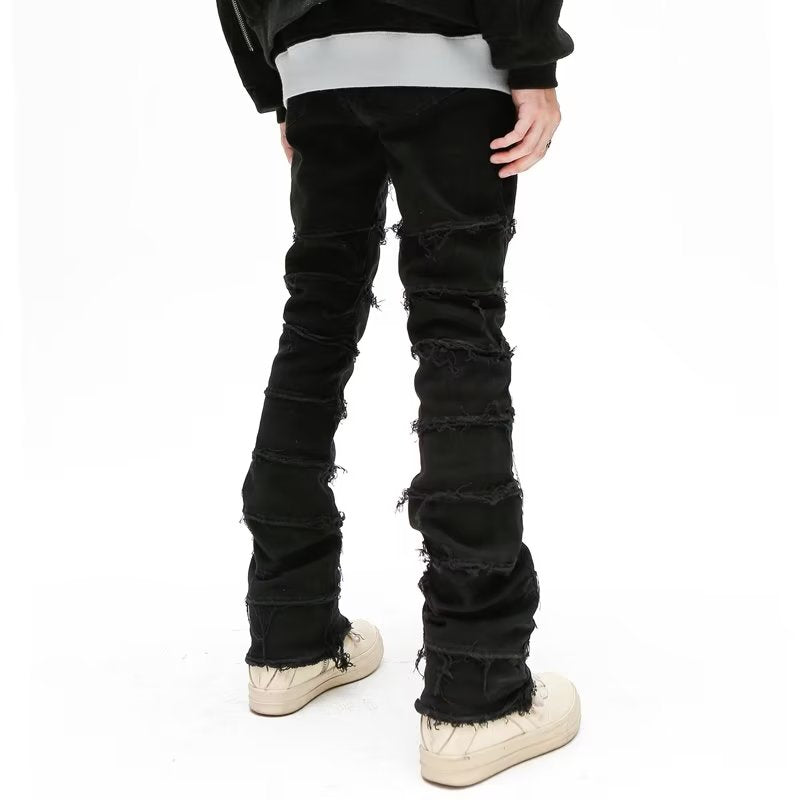 DF |American Black Destroy Washed Stacked Jeans
