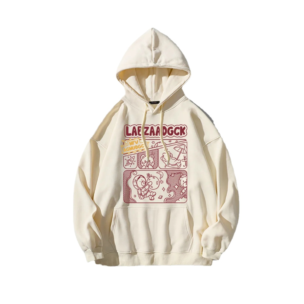 Hip Hop Letter Flocked Embroidered Hoodie