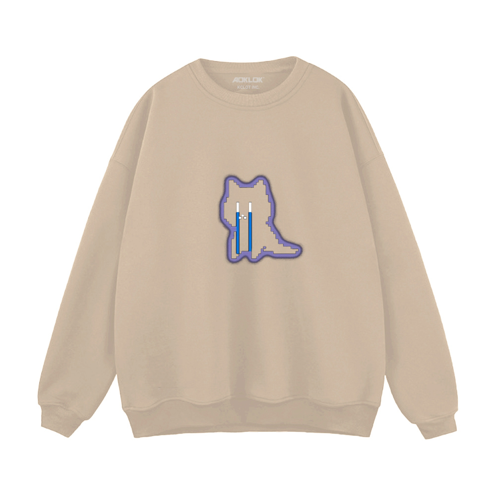 Japanese Sad Cat Print Sweatshirt