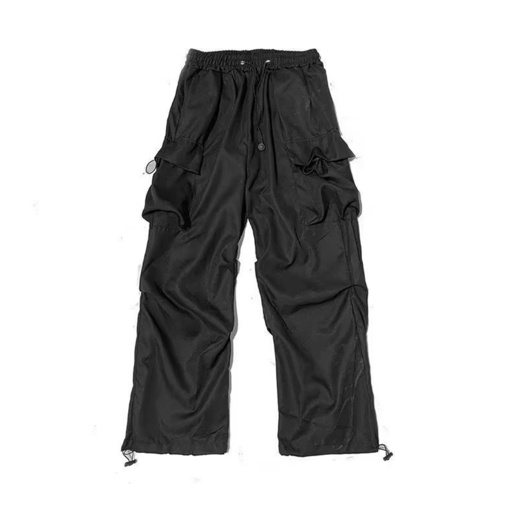 Hip Hop Solid Pleated Cargo Pants