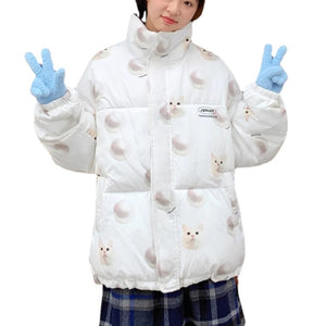 Women's Pearl Kitten Stand Collar Coat