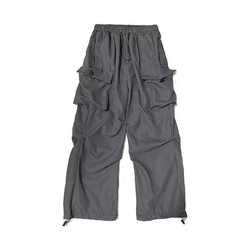 Hip Hop Solid Pleated Cargo Pants