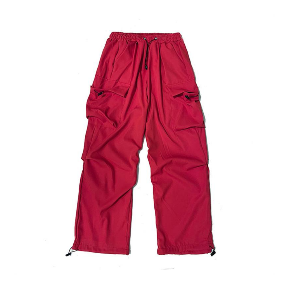 Hip Hop Solid Pleated Cargo Pants