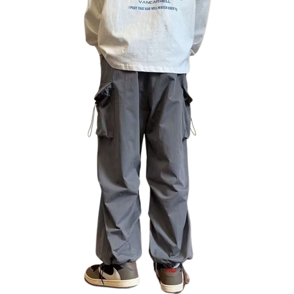 Hip Hop Solid Pleated Cargo Pants