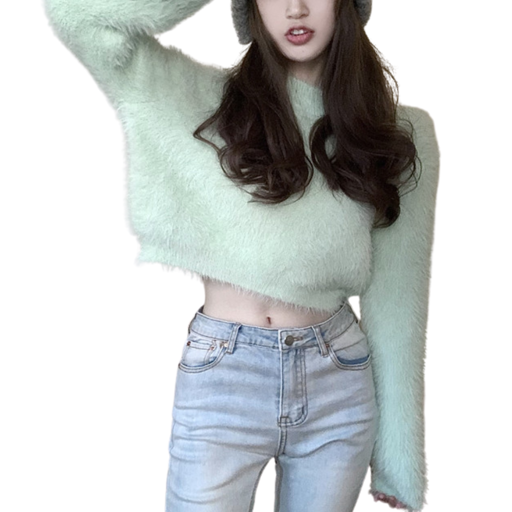 Women's Solid Color Cropped Sweater