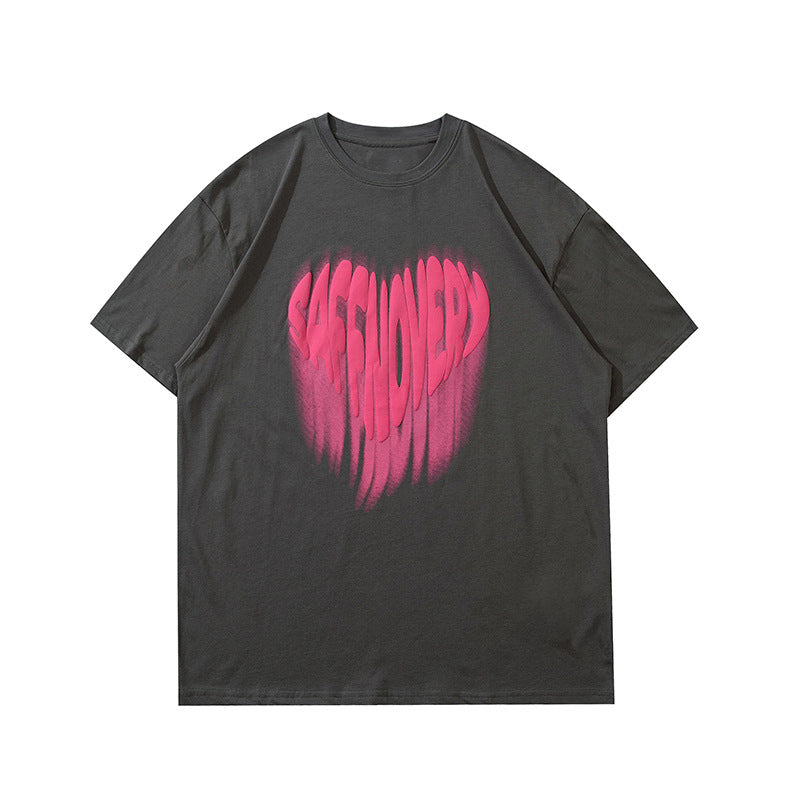 Urban Heart Letter Graffiti Cotton T-Shirt
