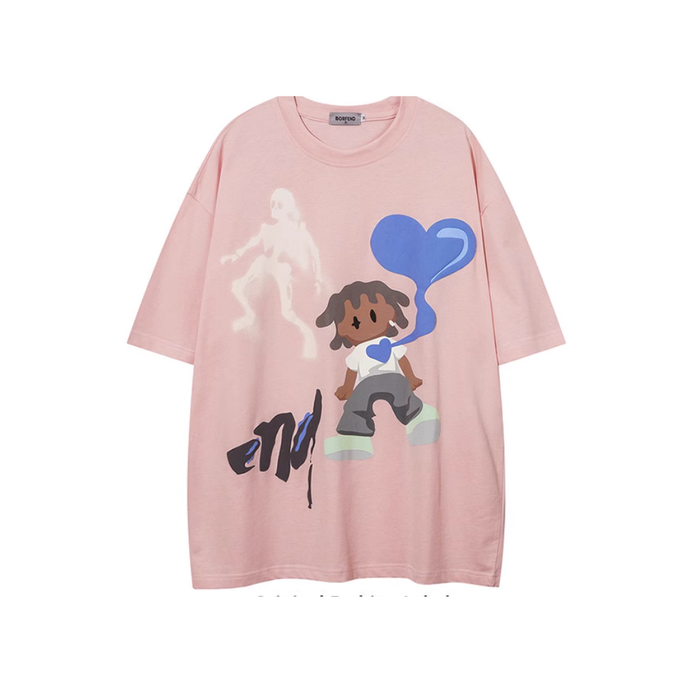 Hip Hop Cartoon Boy Oversize T-Shirt