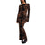 Women's Brown Striped Knitted Long Dress