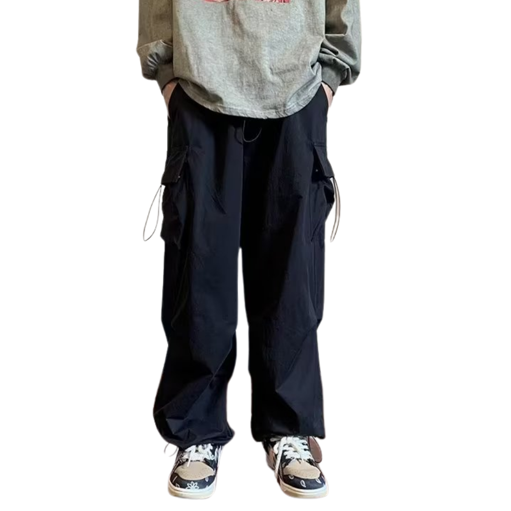 Hip Hop Solid Pleated Cargo Pants