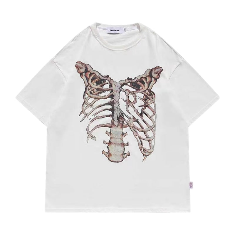 Washed Skeleton Print T-shirt