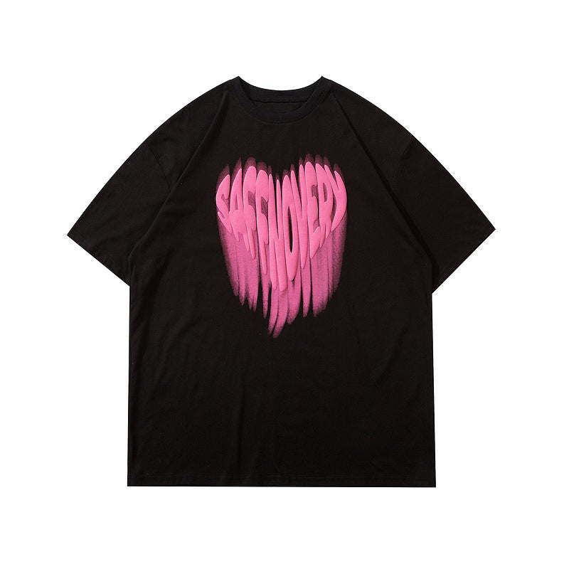 Urban Heart Letter Graffiti Cotton T-Shirt