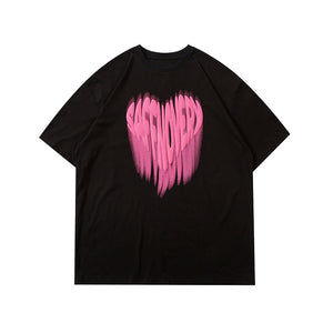 Urban Heart Letter Graffiti Cotton T-Shirt