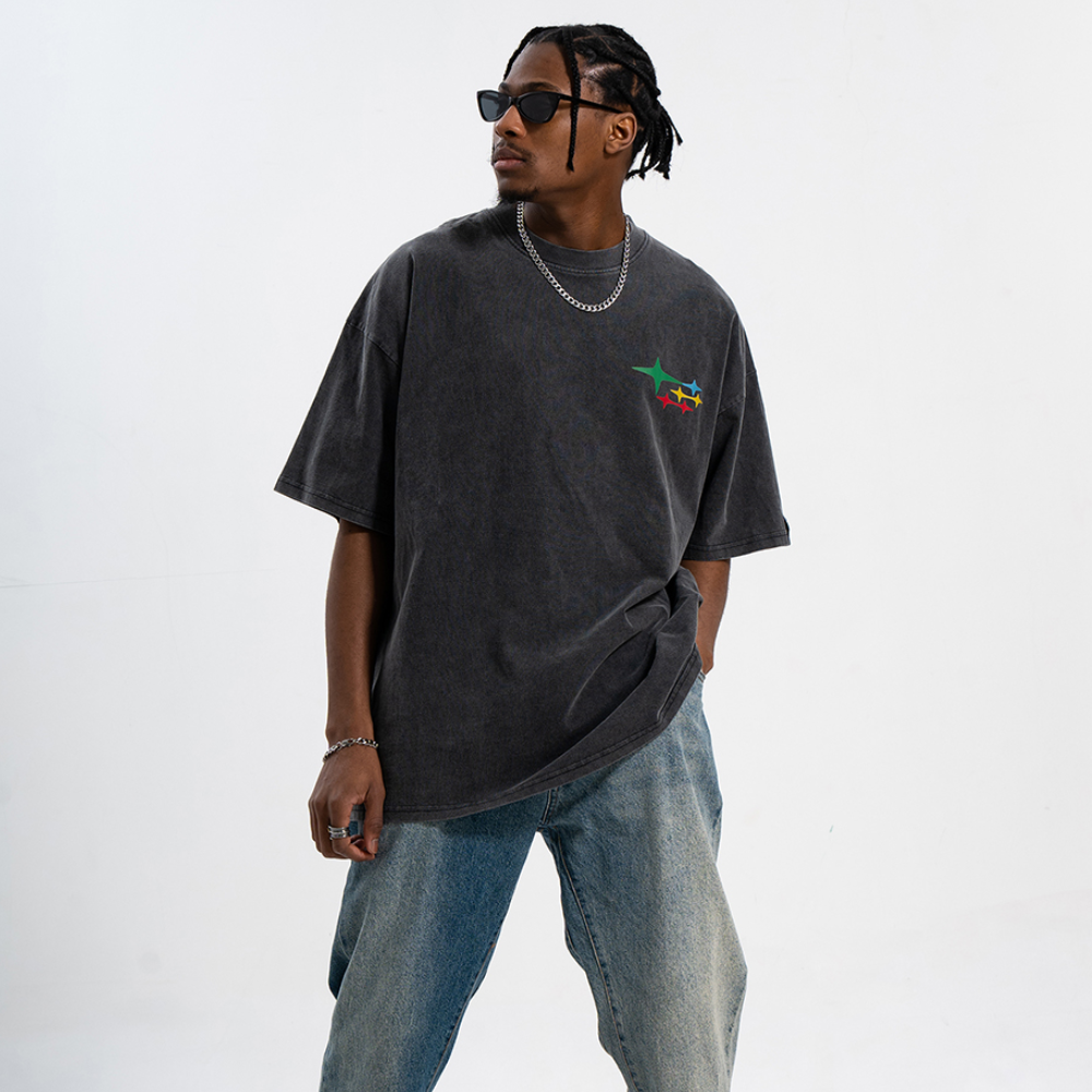 Hip Hop Bold Print Wash T-Shirt