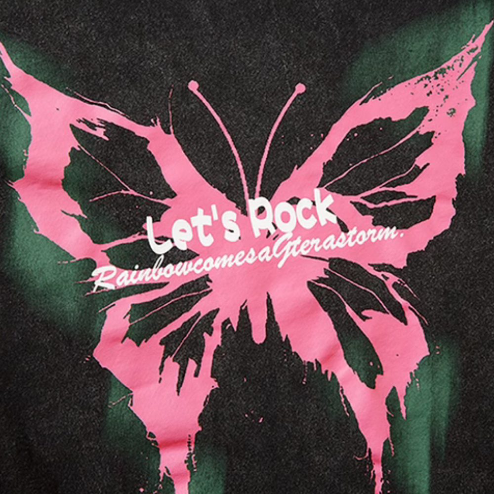 High Street Butterfly Print Washed T-shirt
