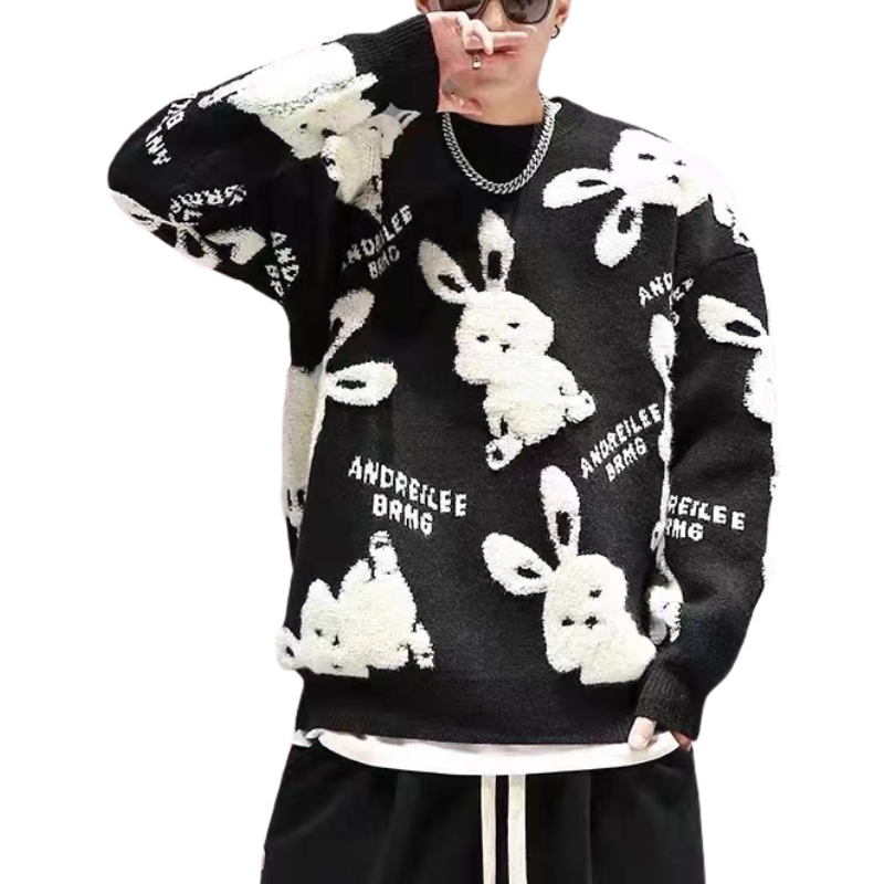 Cute Flocked Rabbit Sweater