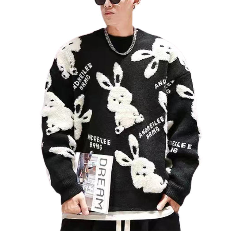 Cute Flocked Rabbit Sweater