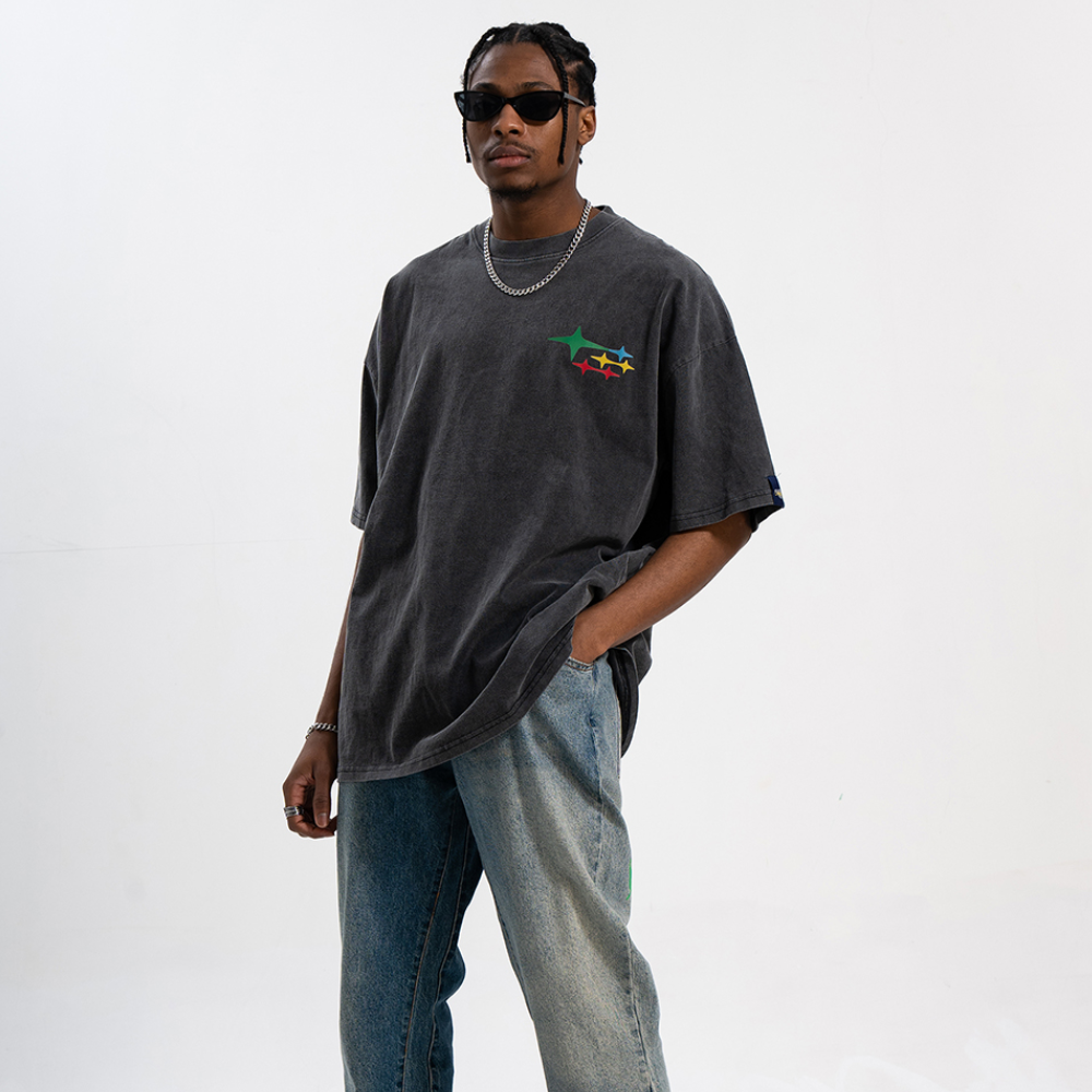Hip Hop Bold Print Wash T-Shirt
