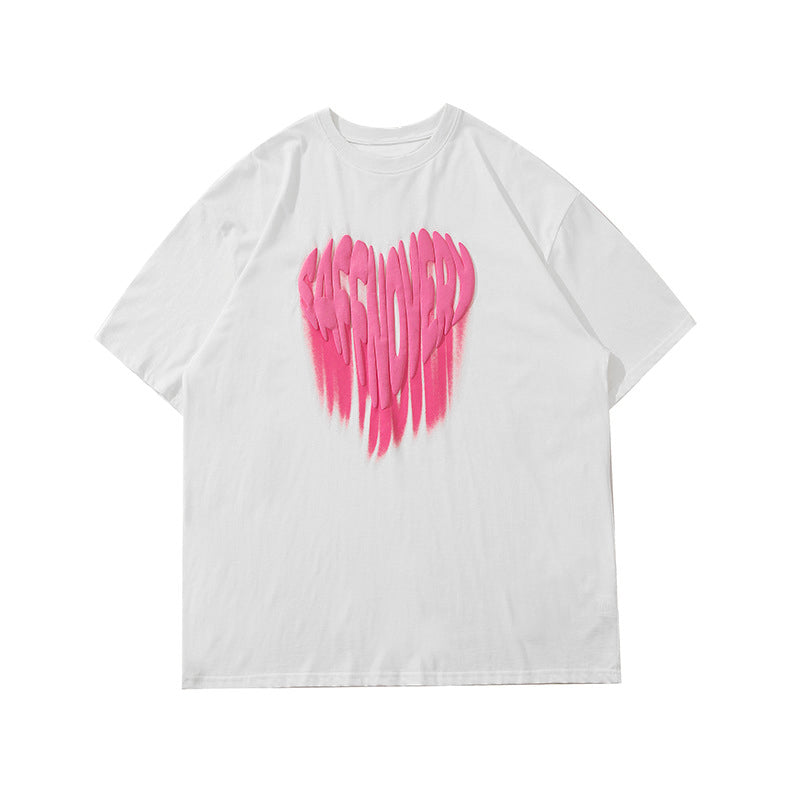 Urban Heart Letter Graffiti Cotton T-Shirt