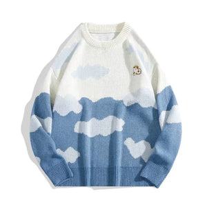 Cute Cloud Contrast Color Sweater