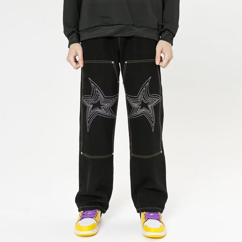 Urban Star Embroidery Straight Leg Jeans