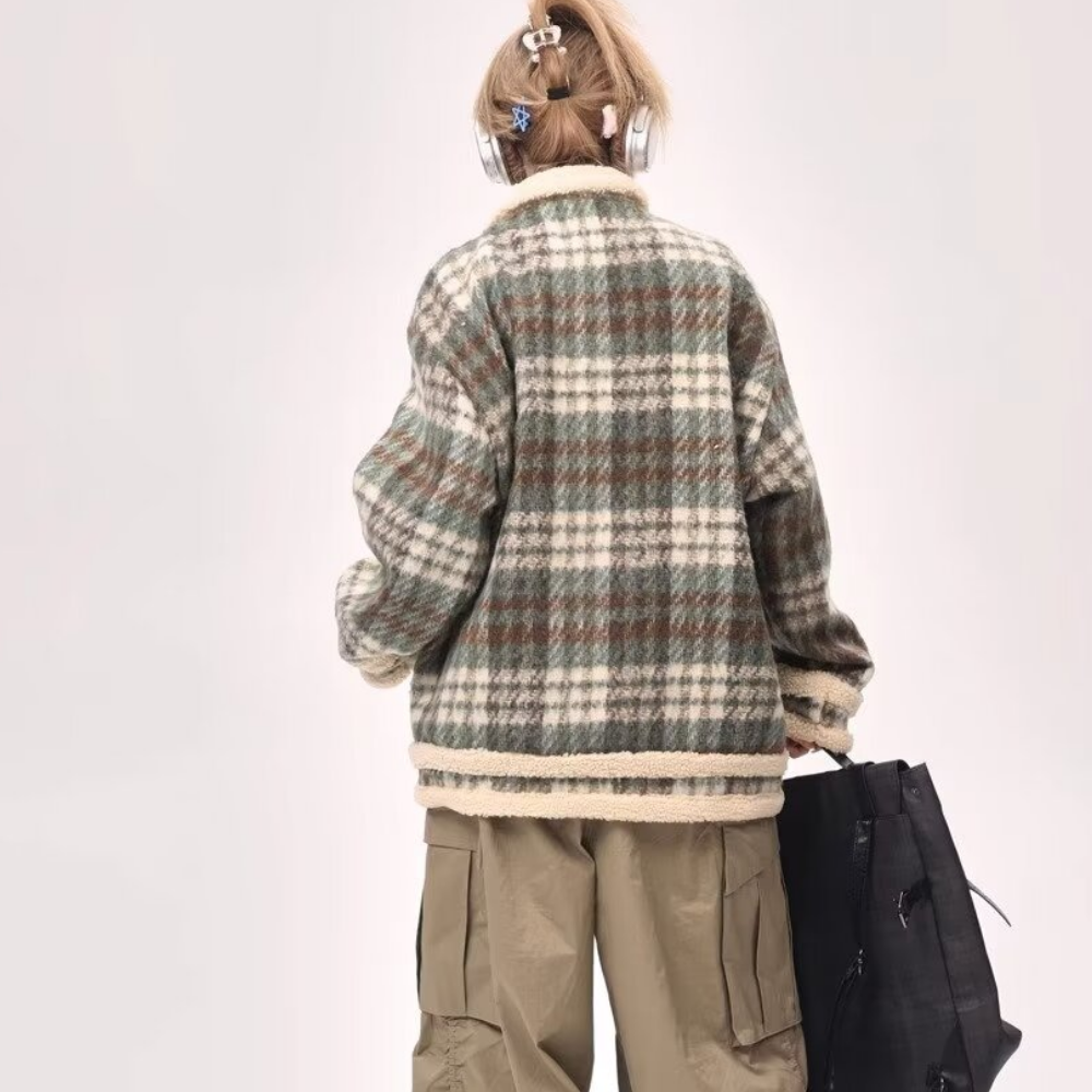 Women's Patchwork Lamb Wool Coat