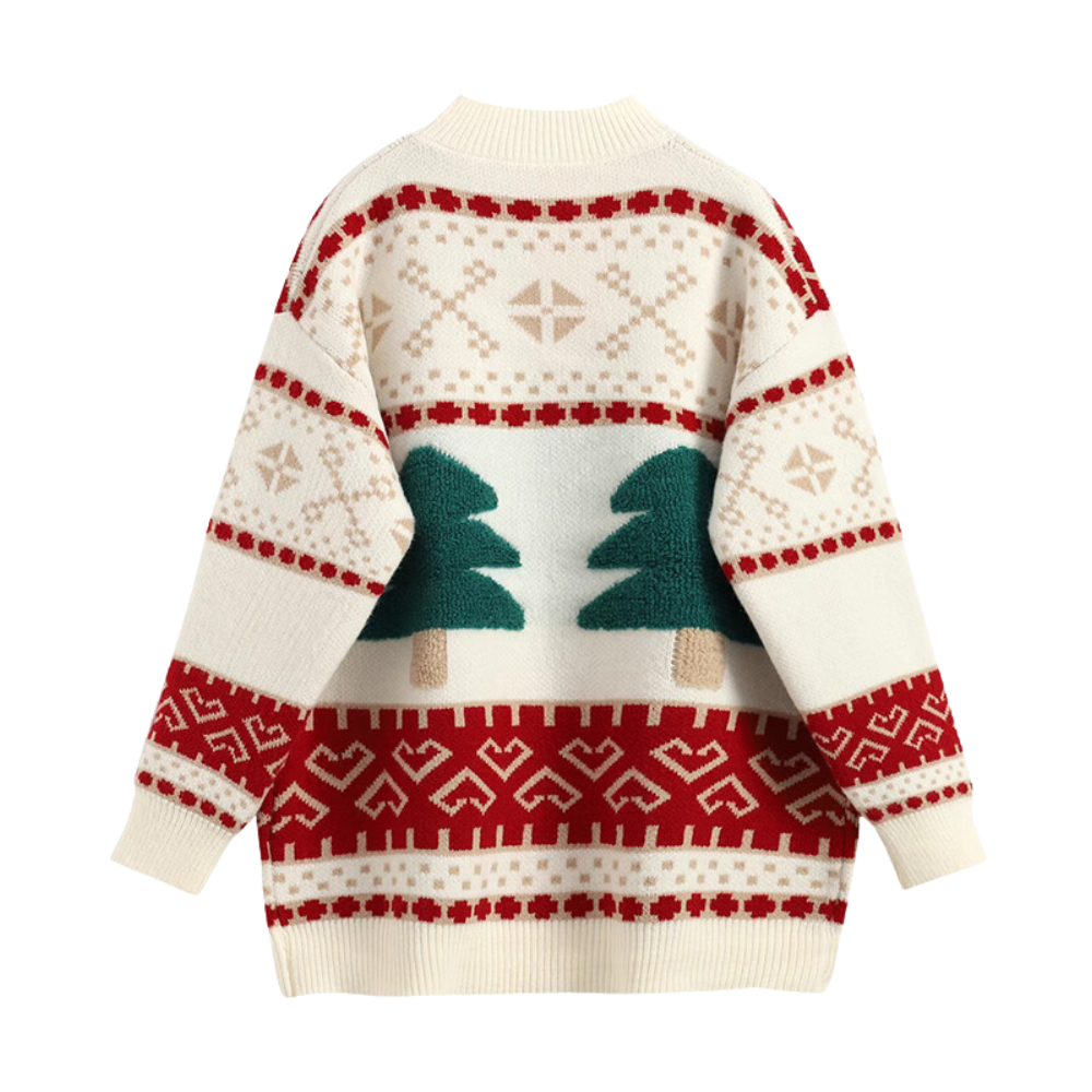 Women's Classic Flocked Christmas Tree Sweater
