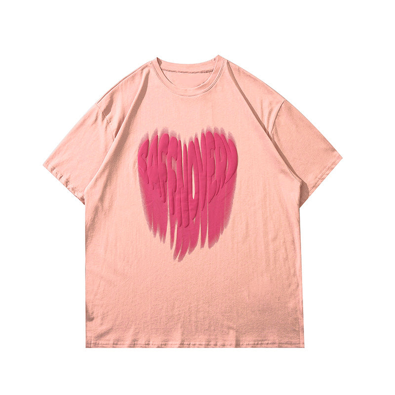 Urban Heart Letter Graffiti Cotton T-Shirt