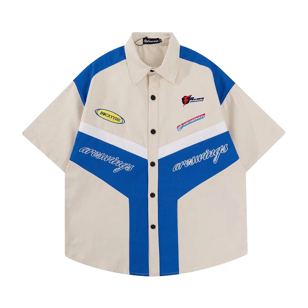 American Retro Street Racing Cotton Shirt