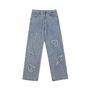 Trendy Shape Embroidery Jeans