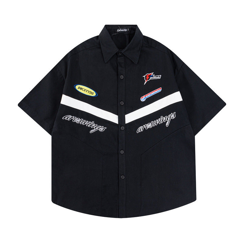 American Retro Street Racing Cotton Shirt