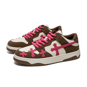 H-Block |Vintage High Street Cross Embroidery Casual Shoes