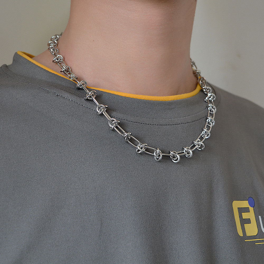 Titanium Steel Flower Woven Necklace