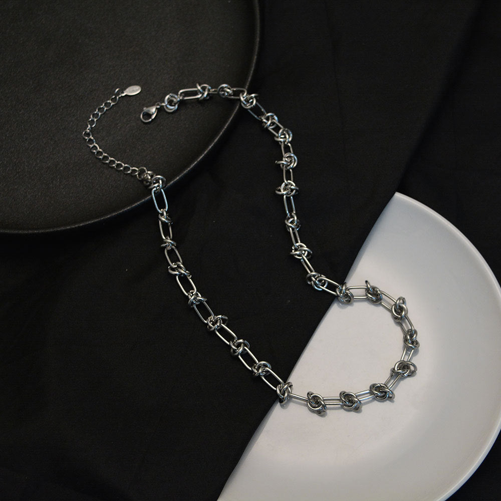 Titanium Steel Flower Woven Necklace