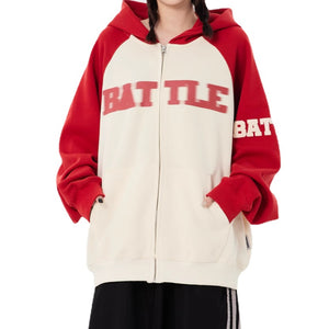 Women's Preppy Blurred Letter Patch Hoodie