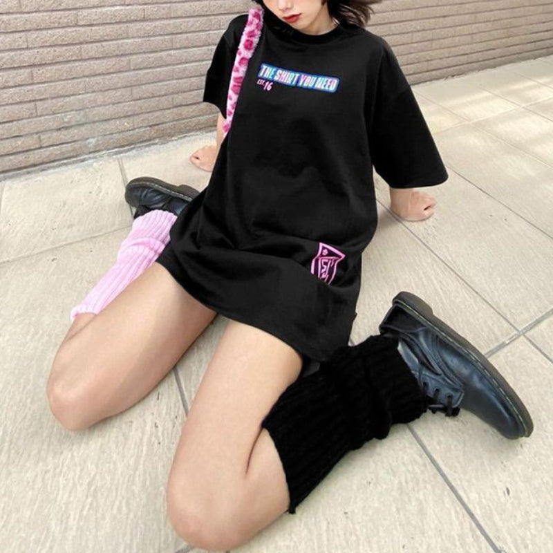 Street Letter Graphic Couple Oversize T-shirt