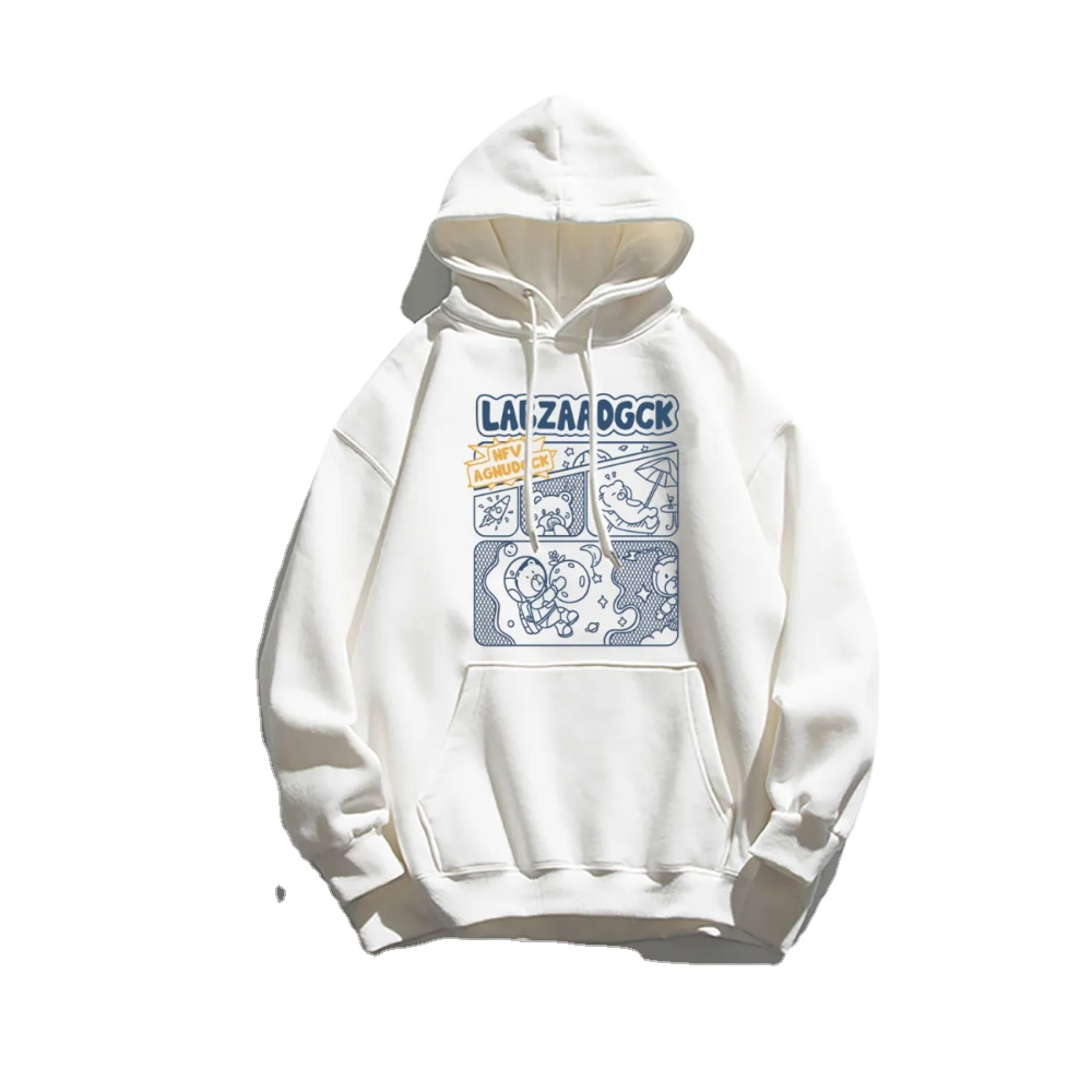 Hip Hop Letter Flocked Embroidered Hoodie