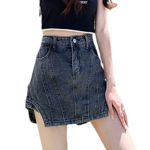 Women's Fake Two Piece Denim Shorts