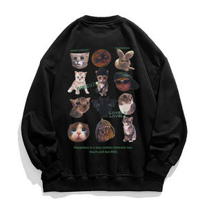 Cute Cartoon Cat Print Sweatshirt