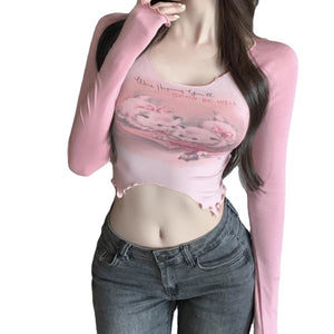 Women's Sexy Spliced Cat Long Sleeve