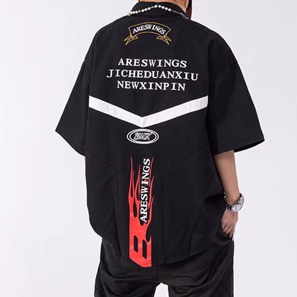 American Retro Street Racing Cotton Shirt
